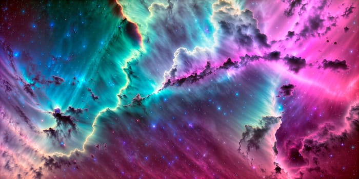 Generative AI. Space wallpaper and background. Universe with stars, constellations, galaxies, nebulae and gas and dust clouds