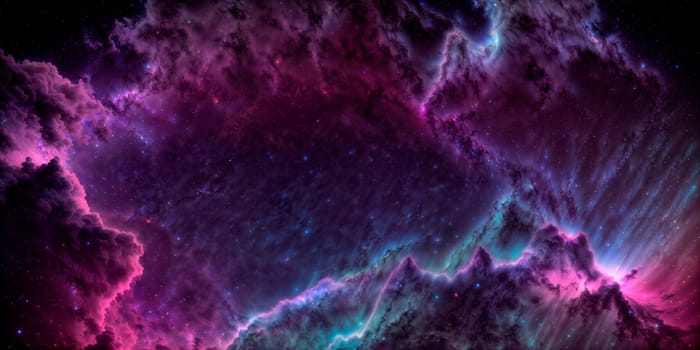 Generative AI. Space wallpaper and background. Universe with stars, constellations, galaxies, nebulae and gas and dust clouds