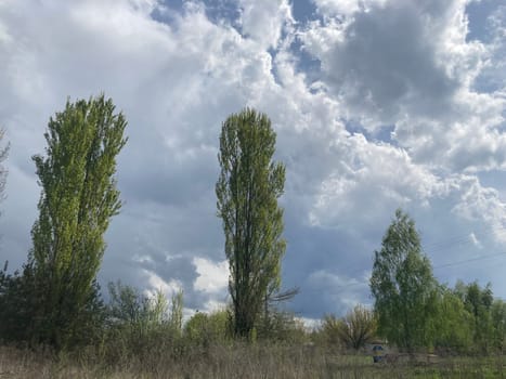 Thunderclouds before rain in a the village