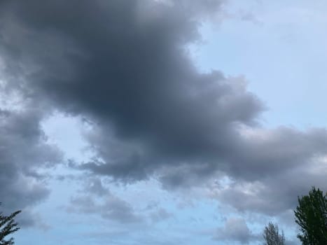 Thunderclouds before rain in a the village