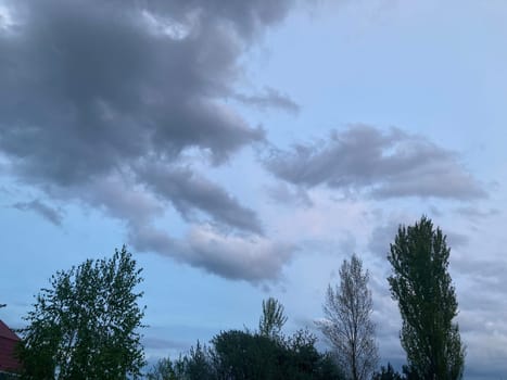 Thunderclouds before rain in a the village