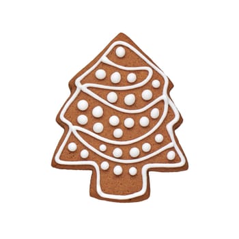 Painted gingerbread cookie in the shape of a Christmas tree
