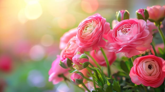 A cluster of pink flowers arranged in a clear vase, showcasing a vibrant pop of color against a neutral background. The delicate petals are bunched together, creating a visually appealing display that celebrates beauty and nature.