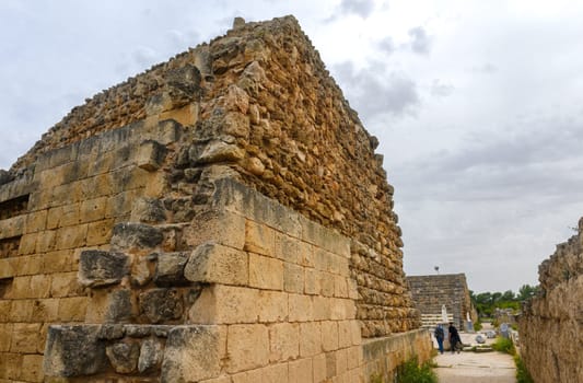 Salamis, Cyprus - April 16, 2024 - Ancient Greek ruins and columns in Salamis, Cyprus 45