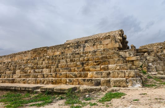 Salamis, Cyprus - April 16, 2024 - Ancient Greek ruins and columns in Salamis, Cyprus 40