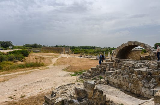 Salamis, Cyprus - April 16, 2024 - Ancient Greek ruins and columns in Salamis, Cyprus 39