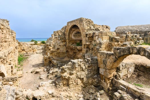 Salamis, Cyprus - April 16, 2024 - Ancient Greek ruins and columns in Salamis, Cyprus 26