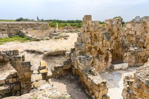 Salamis, Cyprus - April 16, 2024 - Ancient Greek ruins and columns in Salamis, Cyprus 25