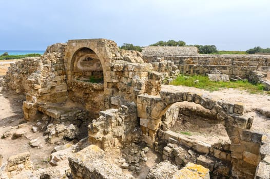 Salamis, Cyprus - April 16, 2024 - Ancient Greek ruins and columns in Salamis, Cyprus 24