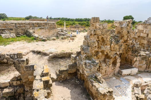 Salamis, Cyprus - April 16, 2024 - Ancient Greek ruins and columns in Salamis, Cyprus 23