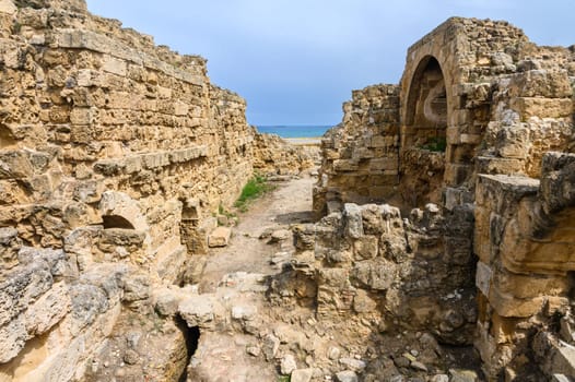 Salamis, Cyprus - April 16, 2024 - Ancient Greek ruins and columns in Salamis, Cyprus 21