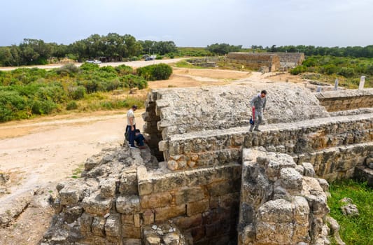 Salamis, Cyprus - April 16, 2024 - Ancient Greek ruins and columns in Salamis, Cyprus 32