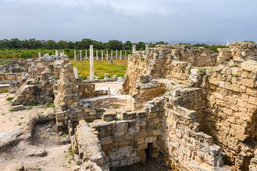 Salamis, Cyprus - April 16, 2024 - Ancient Greek ruins and columns in Salamis, Cyprus 30