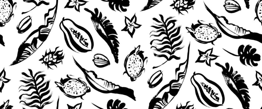 seamless summer tropical pattern with fruit and leaves for fabric