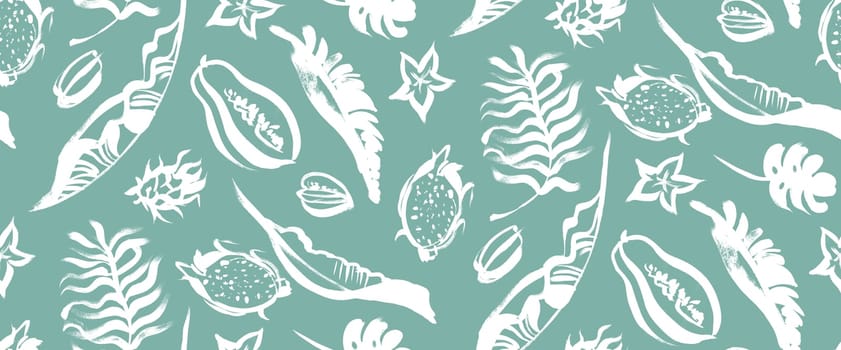 seamless summer tropical pattern with fruit and leaves for fabric