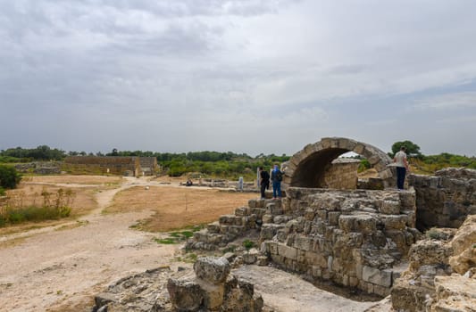 Salamis, Cyprus - April 16, 2024 - Ancient Greek ruins and columns in Salamis, Cyprus 38