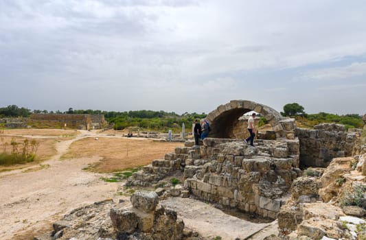 Salamis, Cyprus - April 16, 2024 - Ancient Greek ruins and columns in Salamis, Cyprus 37