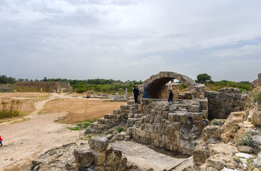 Salamis, Cyprus - April 16, 2024 - Ancient Greek ruins and columns in Salamis, Cyprus 36