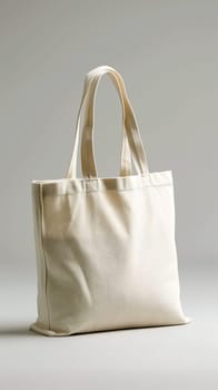 Empty natural canvas tote bag stands upright, ideal for eco-friendly branding, ideal for branding mockups - Generative AI