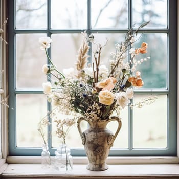 Beautiful bouquet of flowers in a vase. Floral arrangement