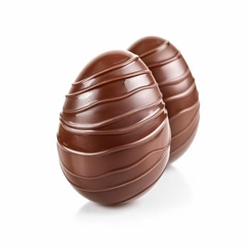 Chocolate Easter egg isolated on white background, sweet holiday present and gift