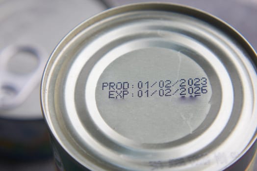 expire date on food can on white background