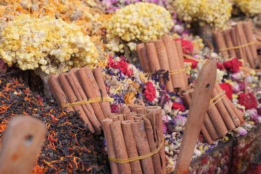 Mixed dried frits and herbals tea.