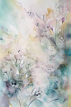 Floral fine art, romantic flowers in soft pastel colours, evoking a sense of tranquility and natural beauty, printable art design