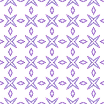 Textile ready favorable print, swimwear fabric, wallpaper, wrapping. Purple lively boho chic summer design. Hand painted tiled watercolor border. Tiled watercolor background.
