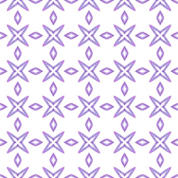 Textile ready favorable print, swimwear fabric, wallpaper, wrapping. Purple lively boho chic summer design. Hand painted tiled watercolor border. Tiled watercolor background.