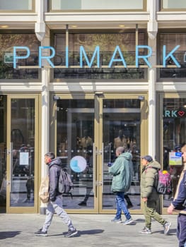 Amsterdam Netherlands 21 April 2024, people walking shopping at the Primark shopping mall Amsterdam Primark Damrak