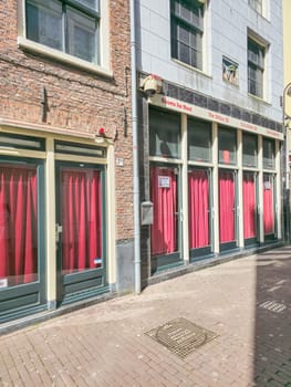 Amsterdam Netherlands 21 April 2024 Red light district with closed windows during the new regulations to move the red light district to another part of Amsterdam