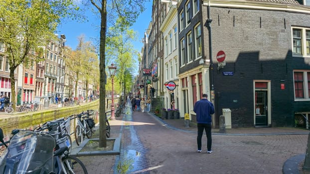 Amsterdam Netherlands 21 April 2024 Red light district with closed windows and no customers during the new regulations to move the red light district to another part of Amsterdam North