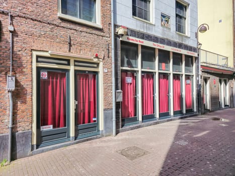 Amsterdam Netherlands 21 April 2024 Red light district with closed windows during the new regulations to move the red light district to another part of Amsterdam North
