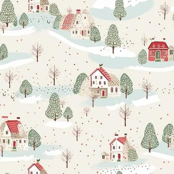 Seamless pattern, tileable Christmas holiday country dots print, English countryside cottage for wallpaper, wrapping paper, scrapbook, fabric and product design inspiration