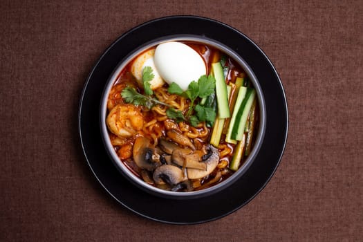 Indulge in a steaming bowl of flavorful ramen, filled with tender noodles, savory broth, and your favorite toppings.