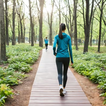 Running Free: Woman Embracing Nature's Beauty on Park Trails