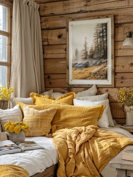 Cozy rustic living room interior with natural light and vintage decor.