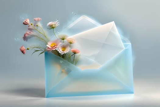 blank envelope with bright flowers .