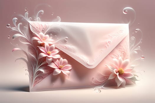 blank envelope with bright flowers .