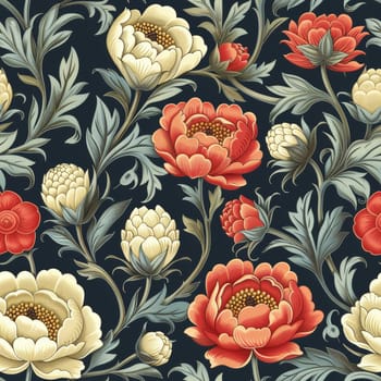 Floral vintage seamless pattern for retro wallpapers. Enchanted Vintage Flowers. Arts and Crafts movement inspired. Design for wrapping paper, wallpaper, fabrics and fashion clothes. AI Generative
