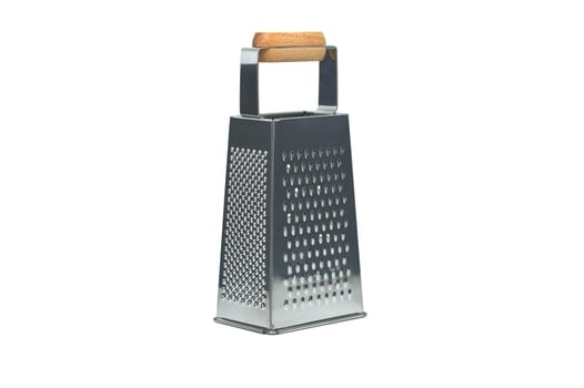 Stainless four sided box grater for kitchen isolated on white background