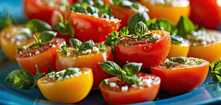 Red tomatoes on rustic wooden table, Water droplets suggest farm-to-table freshness of organic produce.