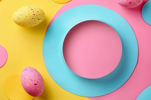 Easter eggs festival, pastel background colors charming, adorable, shiny,3D illustration concepts