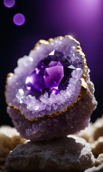 amethyst on the black background. amethyst is a natural mineral