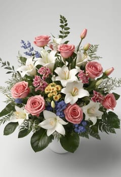 Bouquet of roses, daisies and gerberas.