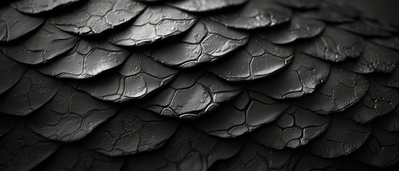 Black dragon scale pattern close-up - luxury background texture for wallpaper