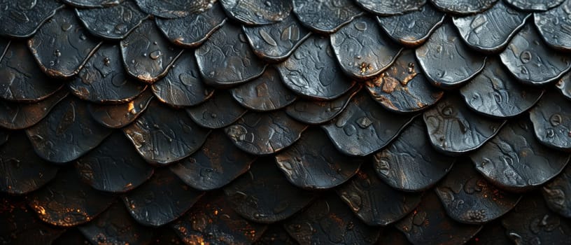 Close-up of dark fish scales showing subtle textures and organic patterns