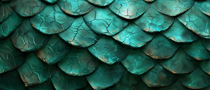 Green dragon scale pattern close-up - luxury background texture for wallpaper