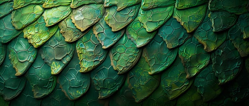 Close-up of green crocodile skin texture, showing intricate patterns and scales